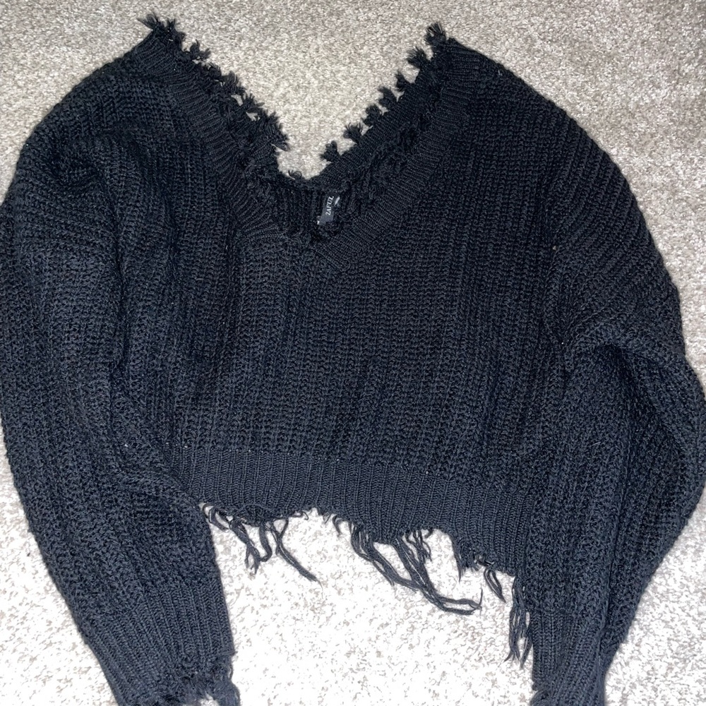 Distressed Crop Sweater